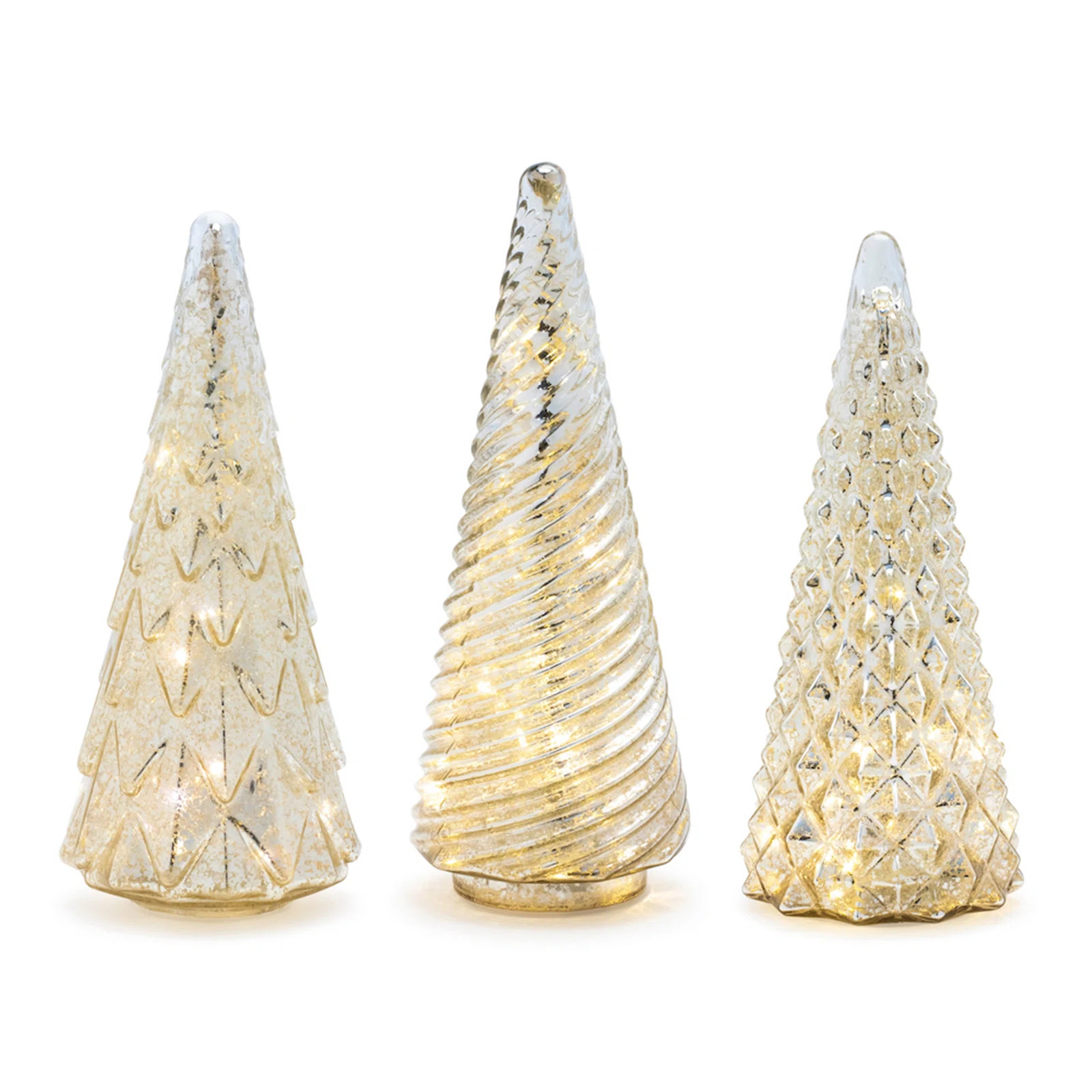 The Holiday Aisle® LED Textured Mercury Glass Tree (Set of 3) | Wayfair | Wayfair North America