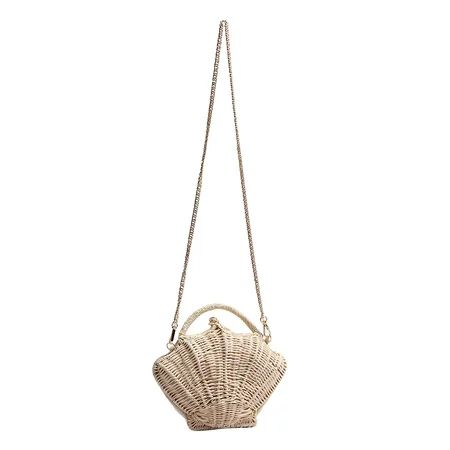 Girls Mini Shell-shaped Small Messenger Bag Bucket Rattan Handbag Woven Tote | Walmart (US)