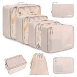 BAGAIL 8 Set Packing Cubes Luggage Packing Organizers for Travel Accessories-Cream | Amazon (US)