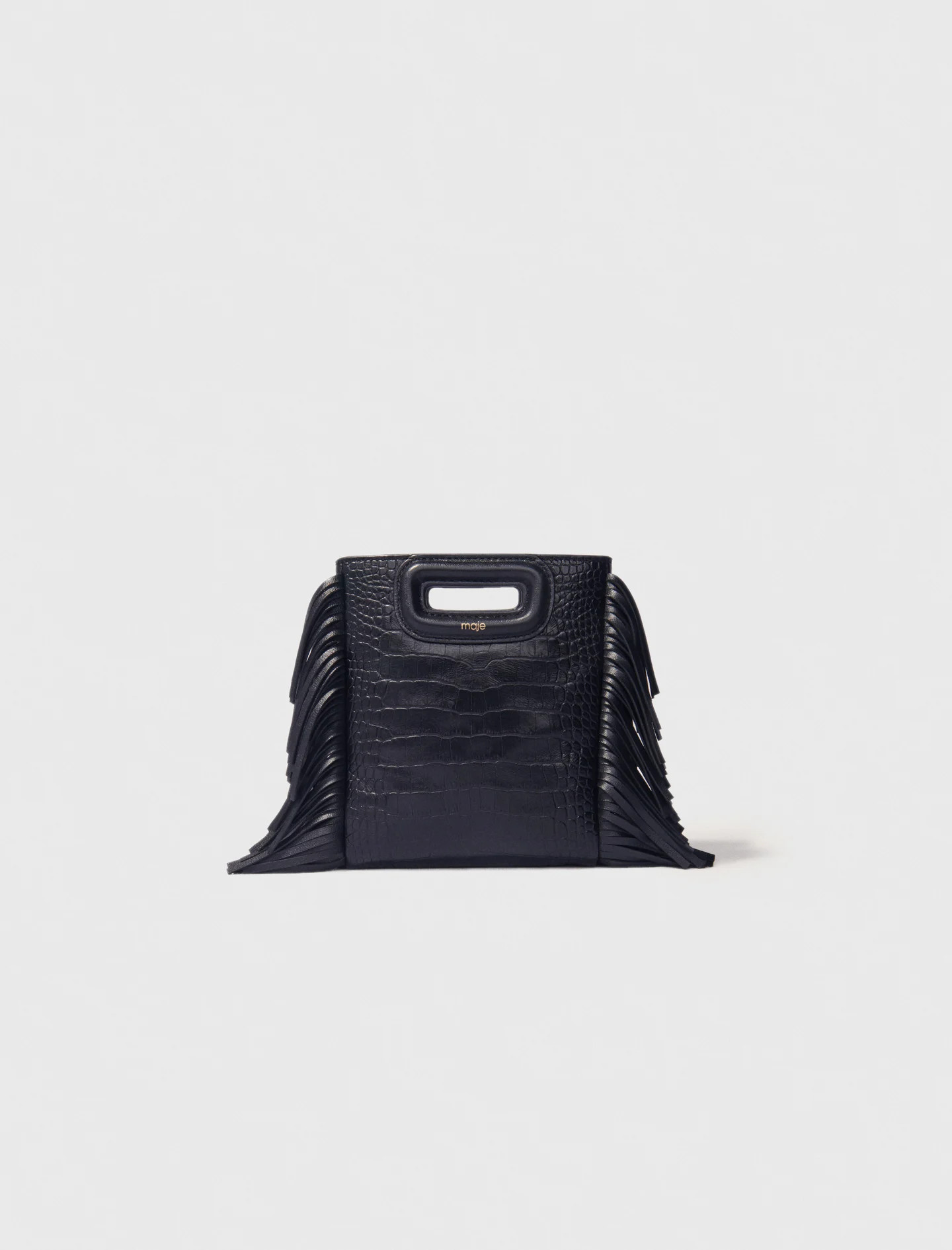Sac M Mini en cuir effet croco noir / gris pour femme | Maje | Maje EU