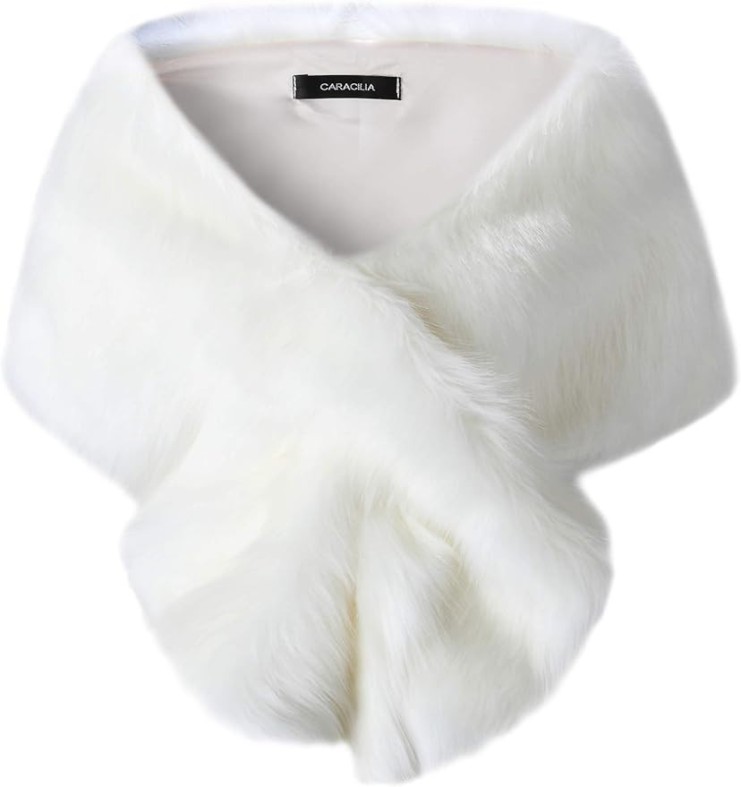 Caracilia Women's Faux Fur Shawl Wraps Stole Cloak Coat Sweater Cape for Evening Party/Bridal/Wed... | Amazon (US)