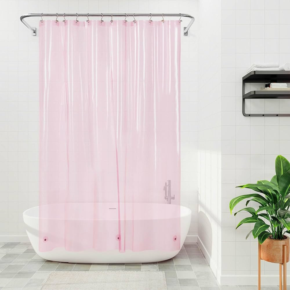 Shower Curtain Liner - Premium Clear Pink PEVA Shower Liner with 3 Magnets and Metal Grommets, Wa... | Amazon (US)