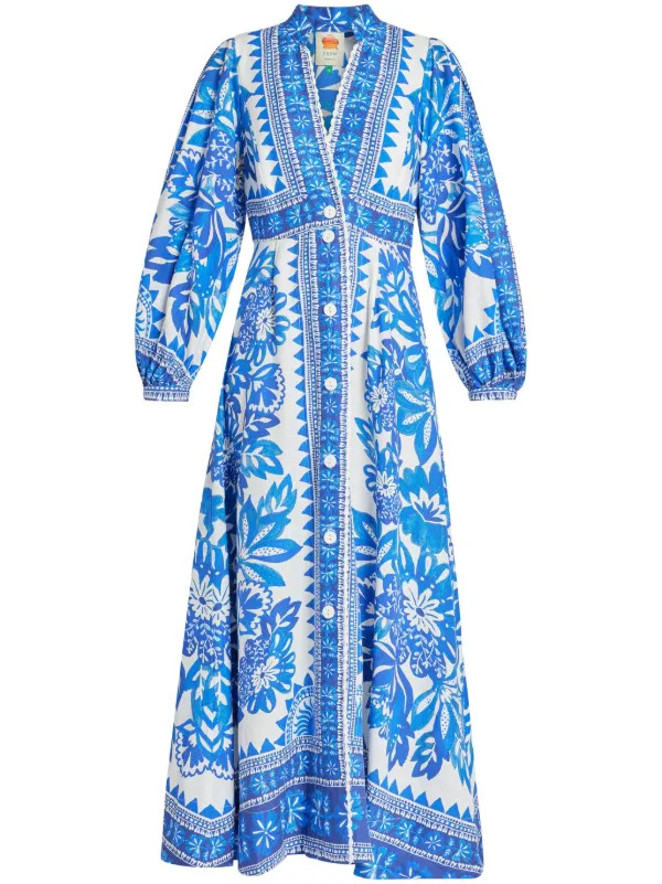 FARM Rio floral-print Linen Maxi Dress - Farfetch | Farfetch (CN)
