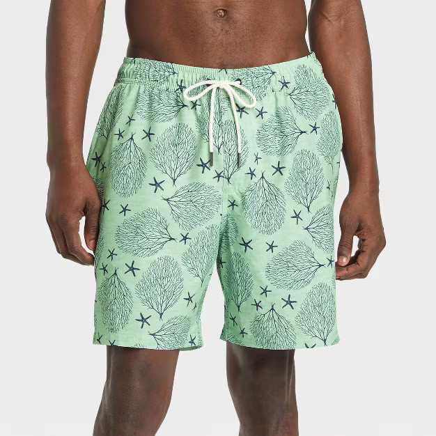 Men's 7" Coral Swim Trunk with Boxer Brief Liner - Goodfellow & Co™ Green | Target