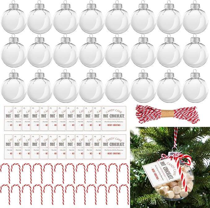 Syhood 73 Pcs Christmas Hot Chocolate Ornament Set 3.15''/80mm Plastic Fillable Ornament Ball Can... | Amazon (US)