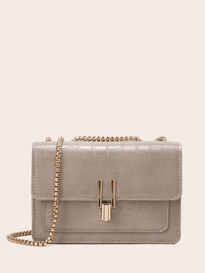Croc Embossed Crossbody Bag | SHEIN