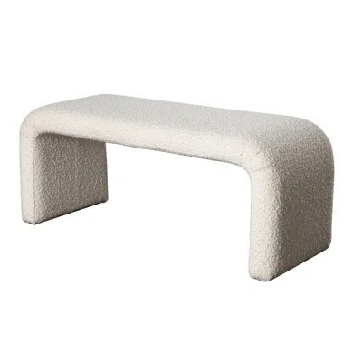 Accent Bench, C Shaped Design Ivory Boucle Upholstery, 44 Inch | Wayfair North America