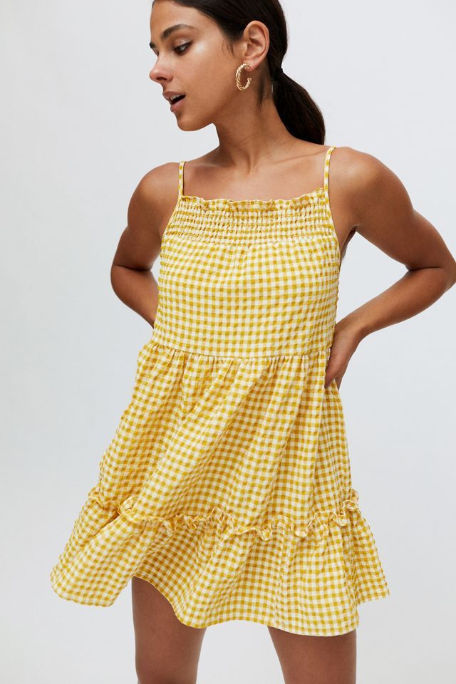 UO Sarah Gingham Ruffle Frock Dress | Urban Outfitters (US and RoW)