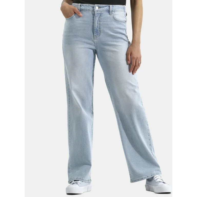 No Boundaries High Rise Baggy Jeans with Wide Leg, 32" Inseam, Women's | Walmart (US)