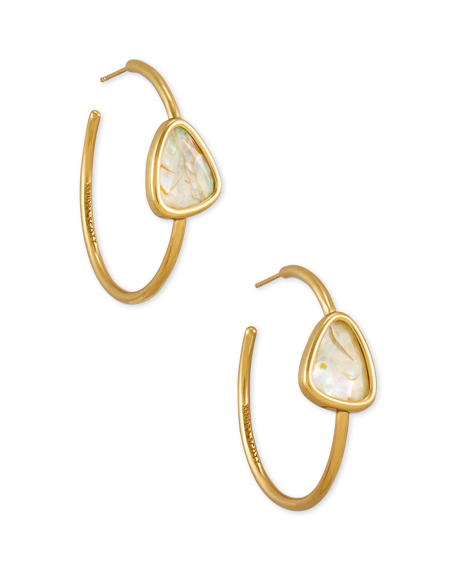 Margot Vintage Gold Hoop Earrings in White Abalone | Kendra Scott