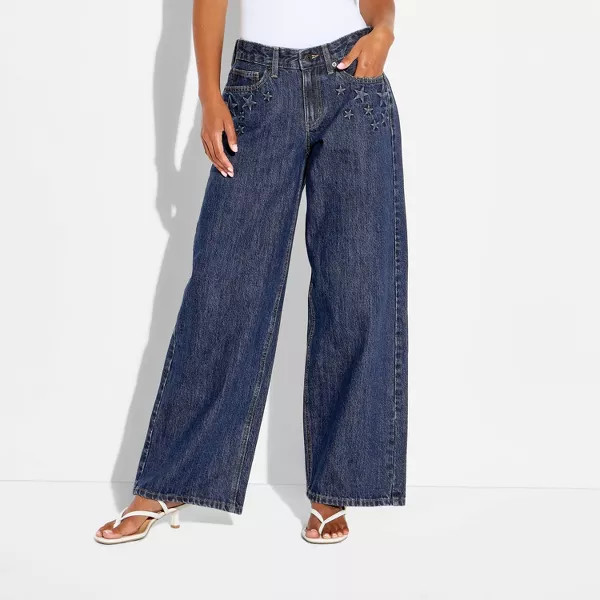 Women's Ultra Low-Rise Rise Baggy Jeans - Wild Fable™ Dark Wash 8 | Target