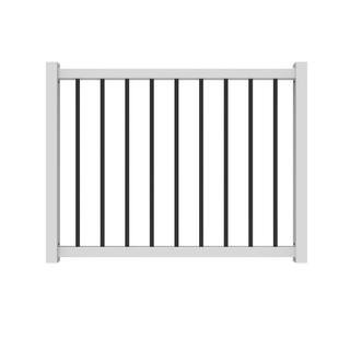 Veranda 36 in. to 48 in. Traditional White Poly-Composite Rail Gate Kit with Metal Balusters 7304... | The Home Depot