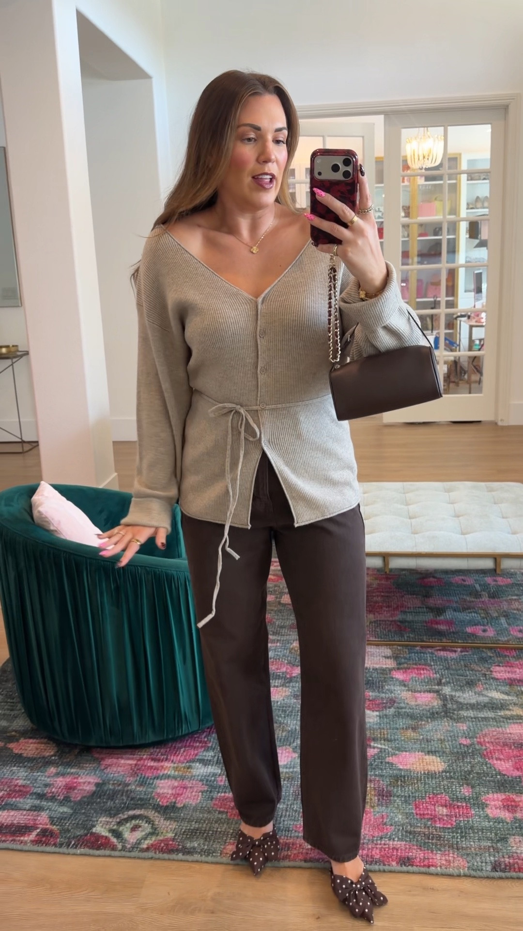 curvy midsize fall outfit! wearing size medium in off the shoulder sweater and size 10 in brown denim (linking similar)

#LTKSeasonal #LTKMidsize