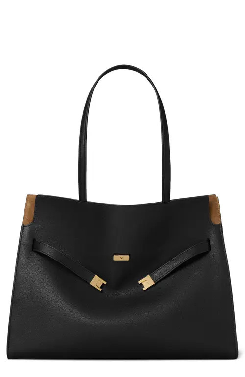 Tory Burch Lee Radziwill Leather Tote in Black at Nordstrom | Nordstrom