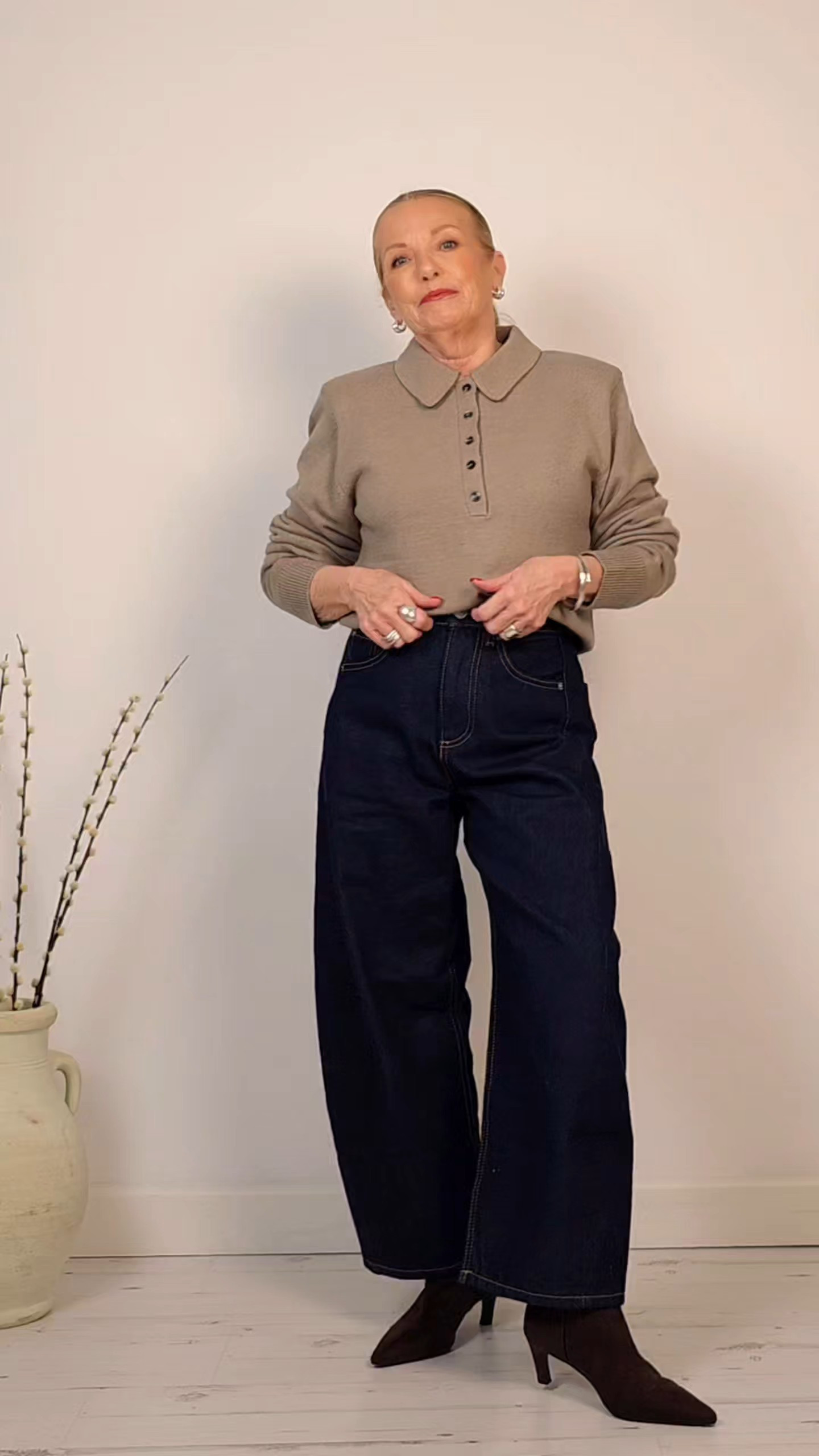 2 new pieces I've added to my new season wardrobe..Dark indigo barrel leg jeans - beige shoulder pad collar sweater

#LTKuk #LTKpetite #LTKstyletip