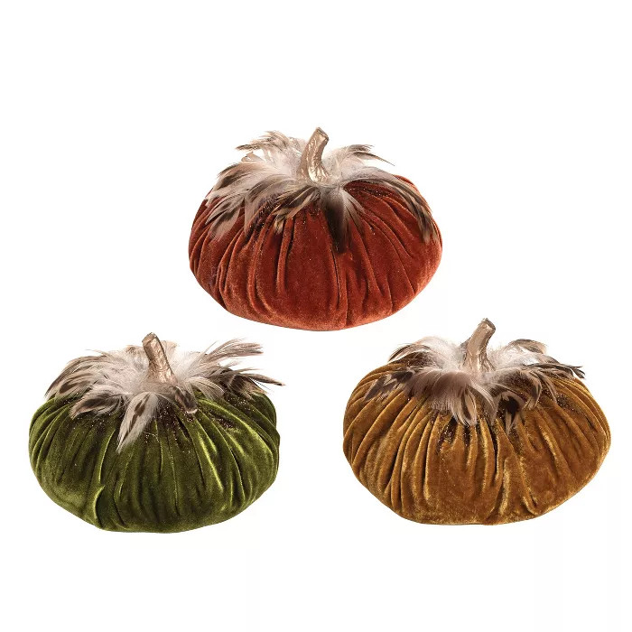 Gallerie II Feather Velvet Pumpkin Small A/3 Halloween Fall Harvest Soft Figure Décor Decoration | Target