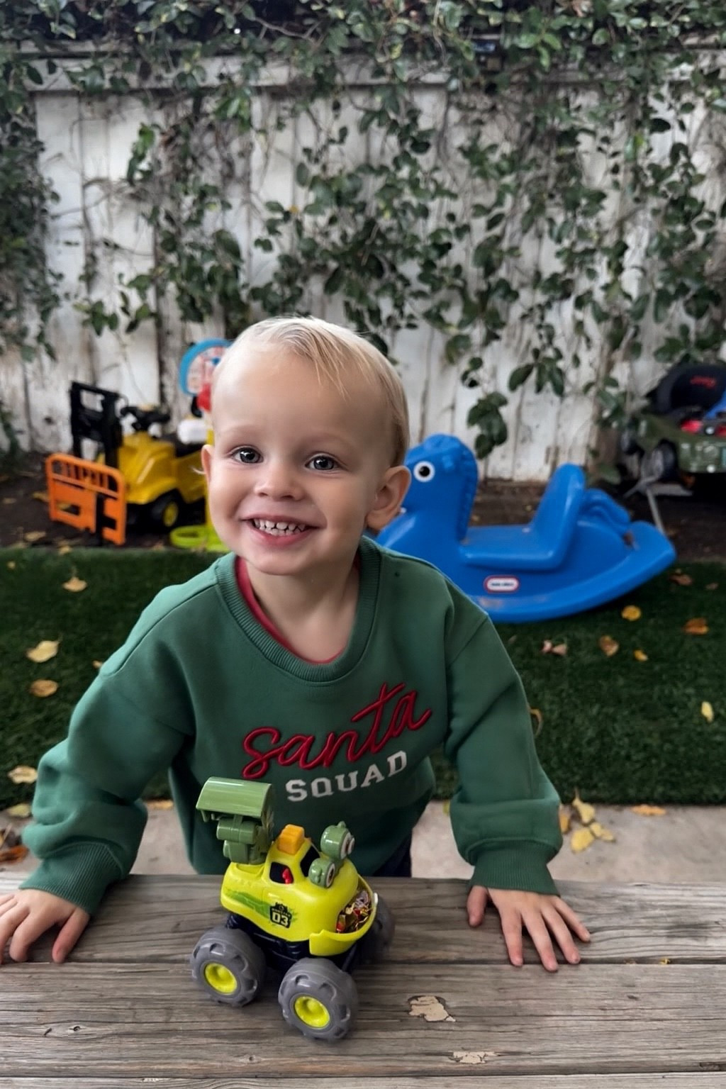 Toddler Christmas outfit + holiday toy idea 🎄✨
His “Santa Squad” crewneck + this monster truck are both linked on my LTK for easy gifting! Perfect toddler stocking stuffers ❤️
We love a good target and Amazon find! 

#LTKHoliday #LTKBaby #LTKGiftGuide