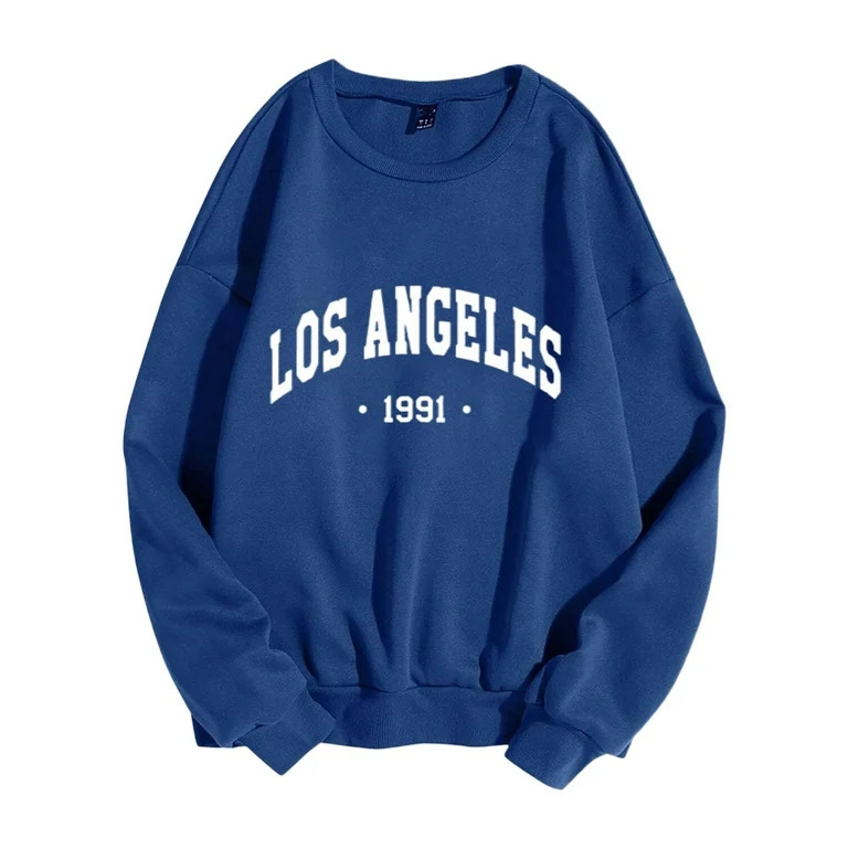 Women's Sweatshirts 2025 Los Angeles Sweatshirt Long Sleeve Crewneck Trendy Casual Pullover Tops ... | Walmart (US)