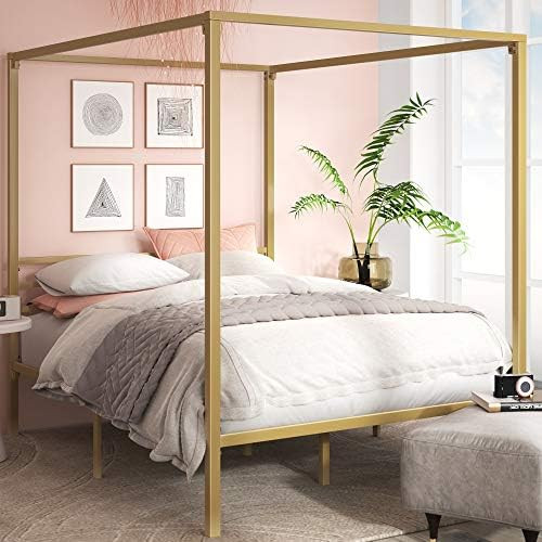 ZINUS Patricia Gold Metal Canopy Platform Bed Frame / Mattress Foundation with Steel Slat Support... | Amazon (US)