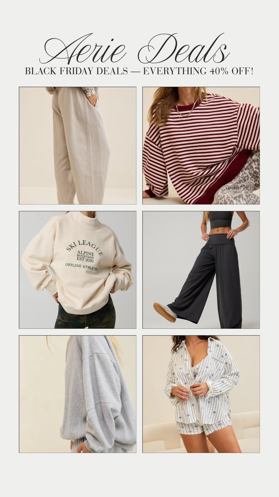 #aerie Black Friday Deals!! They have 40% OFF everything online right now!

#LTKHoliday #LTKCyberWeek #LTKSaleAlert