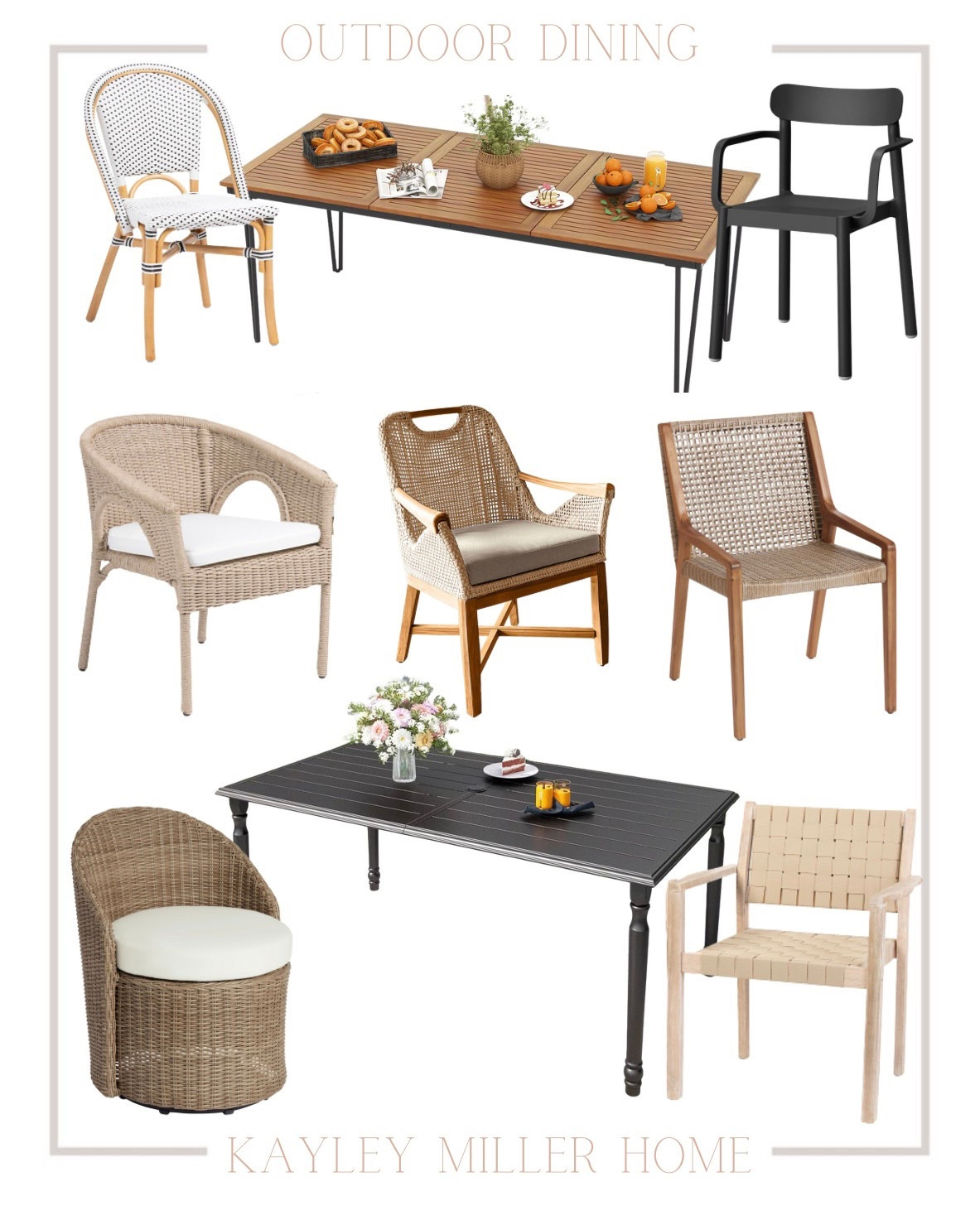Outdoor Dining chairs for all styles and budgets, plus two affordable dining table options! 