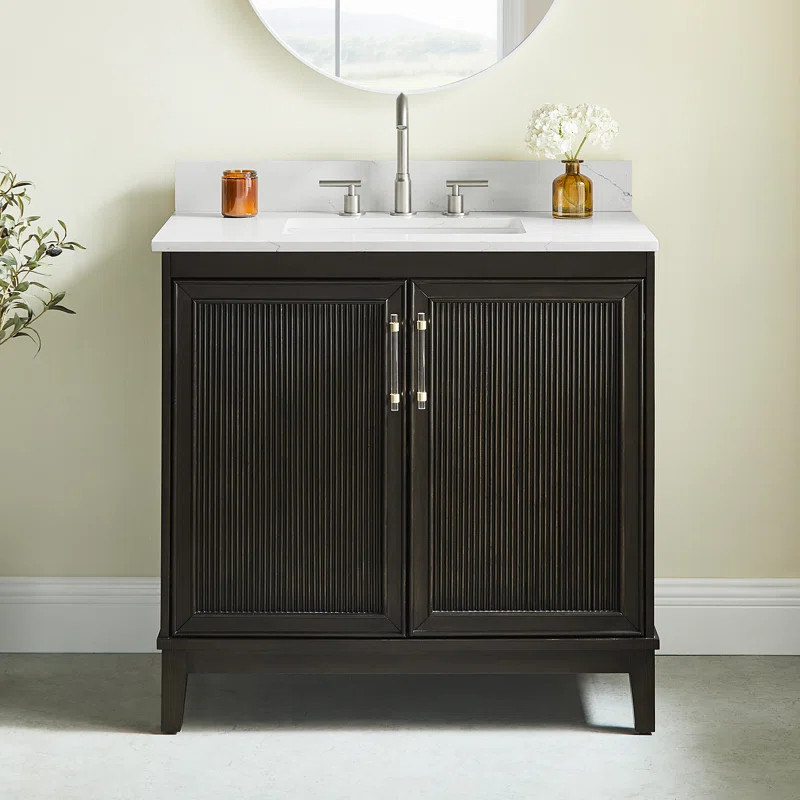 Sianni 36" Single Bathroom Vanity with Quartz Top | Wayfair North America