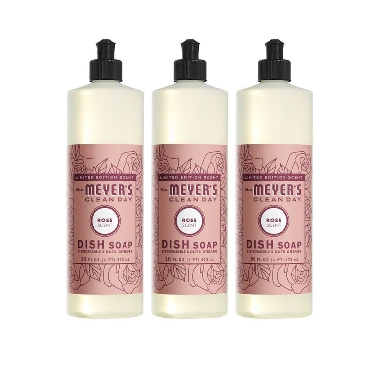 Mrs. Meyer's Clean Day Liquid Dish Soap, Rose Scent, 16 Fluid Ounce, 3 Count | Walmart (US)