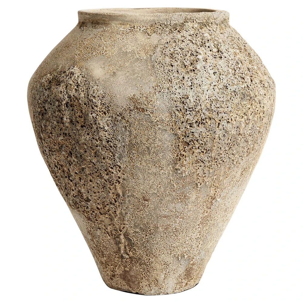 Calista French Country Sand Terracotta Decorative Jar - Large | Kathy Kuo Home