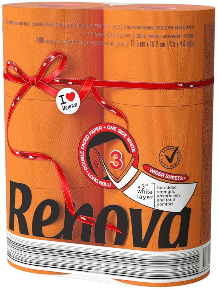 Renova Luxury Scented Colored Toilet Paper 6 Jumbo Rolls 3-Ply-180 Sheets (Orange)… | Amazon (US)