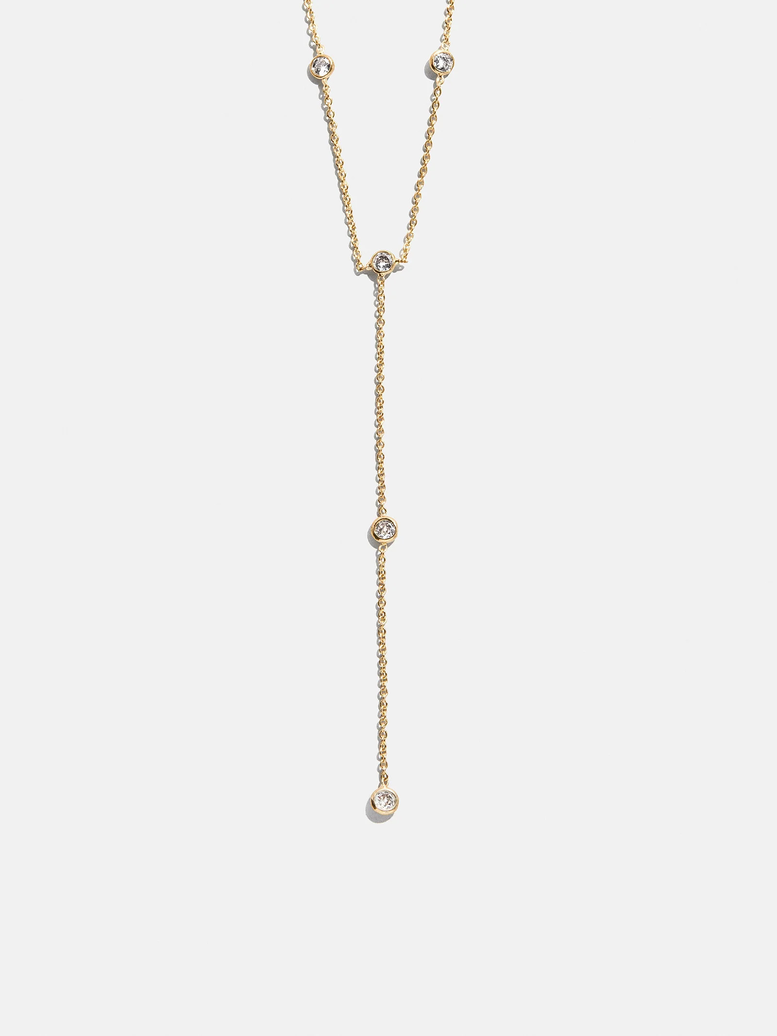 Yasmine Gold Lariat Necklace - Gold/Pavé | BaubleBar