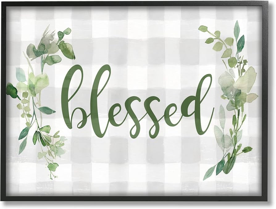 'Blessed Religious Phrase Geometric Herbal'| Framed Giclee Art | Amazon (US)