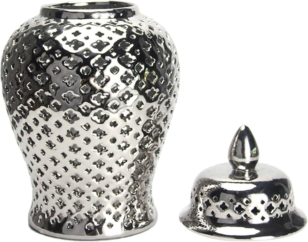 Ceramic Ginger Jar Temple Jar Vase with Lid Decorative Multi Purpose Floral Arrangement Storage D... | Amazon (US)