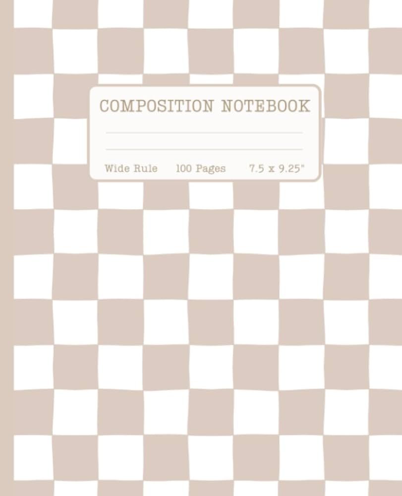 Preppy Notebook: Beige Aesthetic Composition Notebook - Wide Ruled - Cute Retro Y2K Vibes - Check... | Amazon (US)