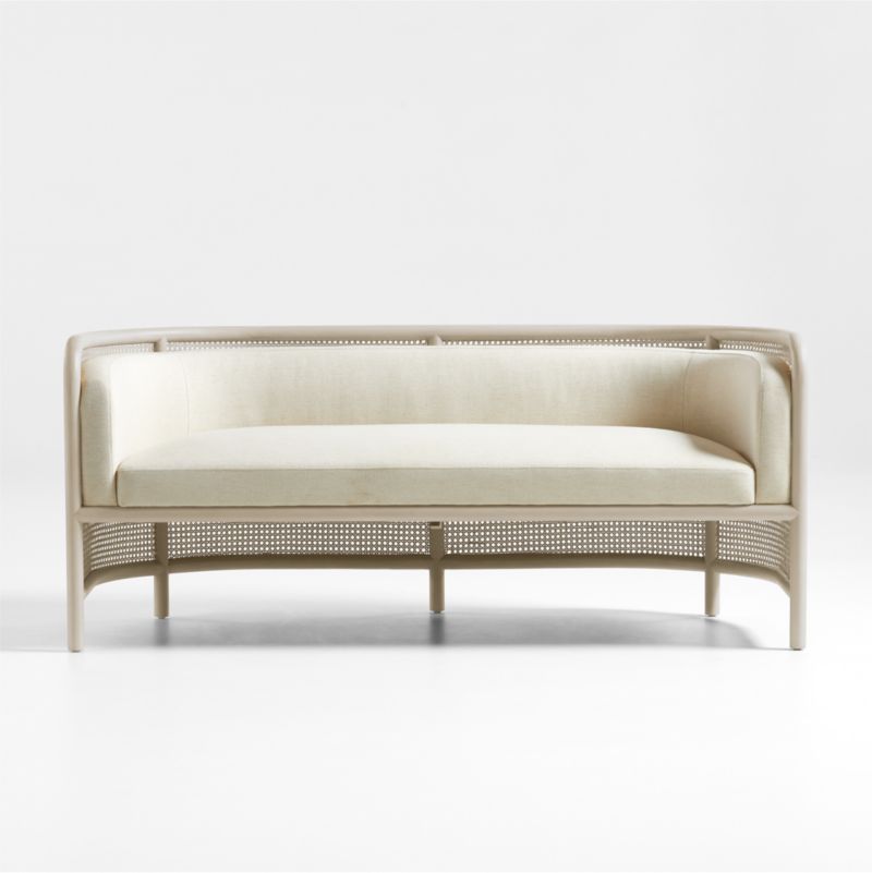 Fields White Wash Cane Settee with Natural Cushion by Leanne Ford + Reviews | Crate & Barrel | Crate & Barrel