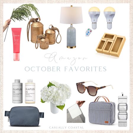 Love this mix of October best sellers on Amazon! A little holiday/Christmas decor, beauty staples, fashion, coastal decor, as well as some practical items such as rechargeable lightbulbs and rug pad grippers! Some of the vintage bells that I’ve shared have already sold out so grab these ones fast!
- 
home decor, coastal decor, beach house decor, beach decor, beach style, coastal home, coastal home decor, coastal decorating, coastal interiors, coastal house decor, home accessories decor, coastal accessories, beach style, blue and white home, blue and white decor, neutral home decor, neutral home, coastal furniture, rattan furniture, natural home decor, blue and white home, blue and white decor, neutral home decor, neutral home, natural home decor, amazon decor, coastal lighting, blue lamp, living room decor, blue and brass lamp, kitchen organization, afloral greenery, stems for vase, real touch greenery, lip balm, laneige, holiday decor, bells for mantle, women’s sunglasses, rug pad, belt bag, lululemon belt bag dupe, gifts for her, gifts for sister, olaplex, amazon beauty, amazon fashion, amazon home decor, white hydrangeas, toiletry bag, sunglasses under $20, tortoise sunglasses, nightstand lamps, living room lamps, console table lamps 

#LTKhome #LTKunder100 #LTKunder50