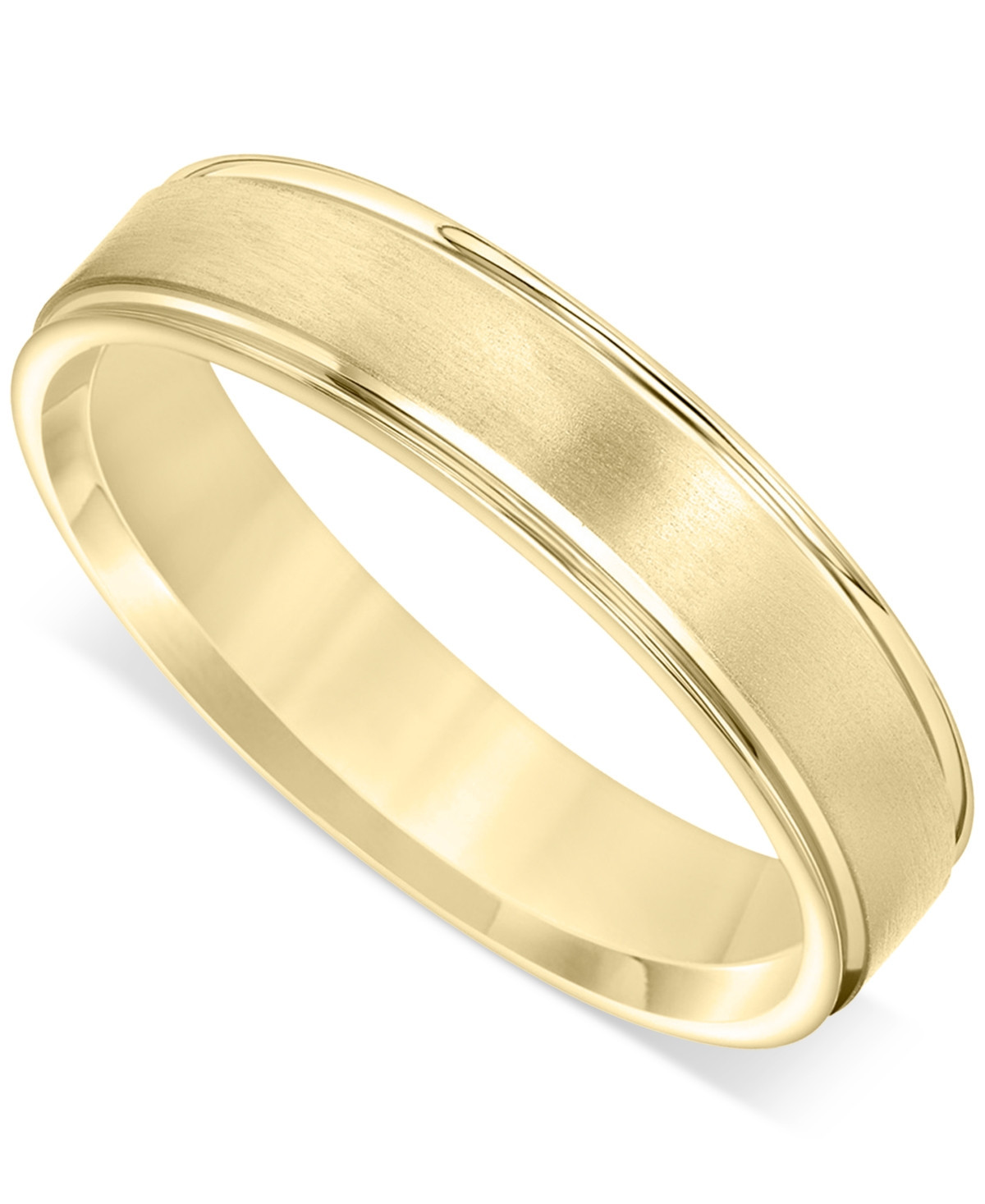 Men's Satin Finish Beveled Edge Band in 18k Gold-Plated Sterling Silver (Also in Sterling Silver) - 18K Gold Over Sterling Silver | Macy's