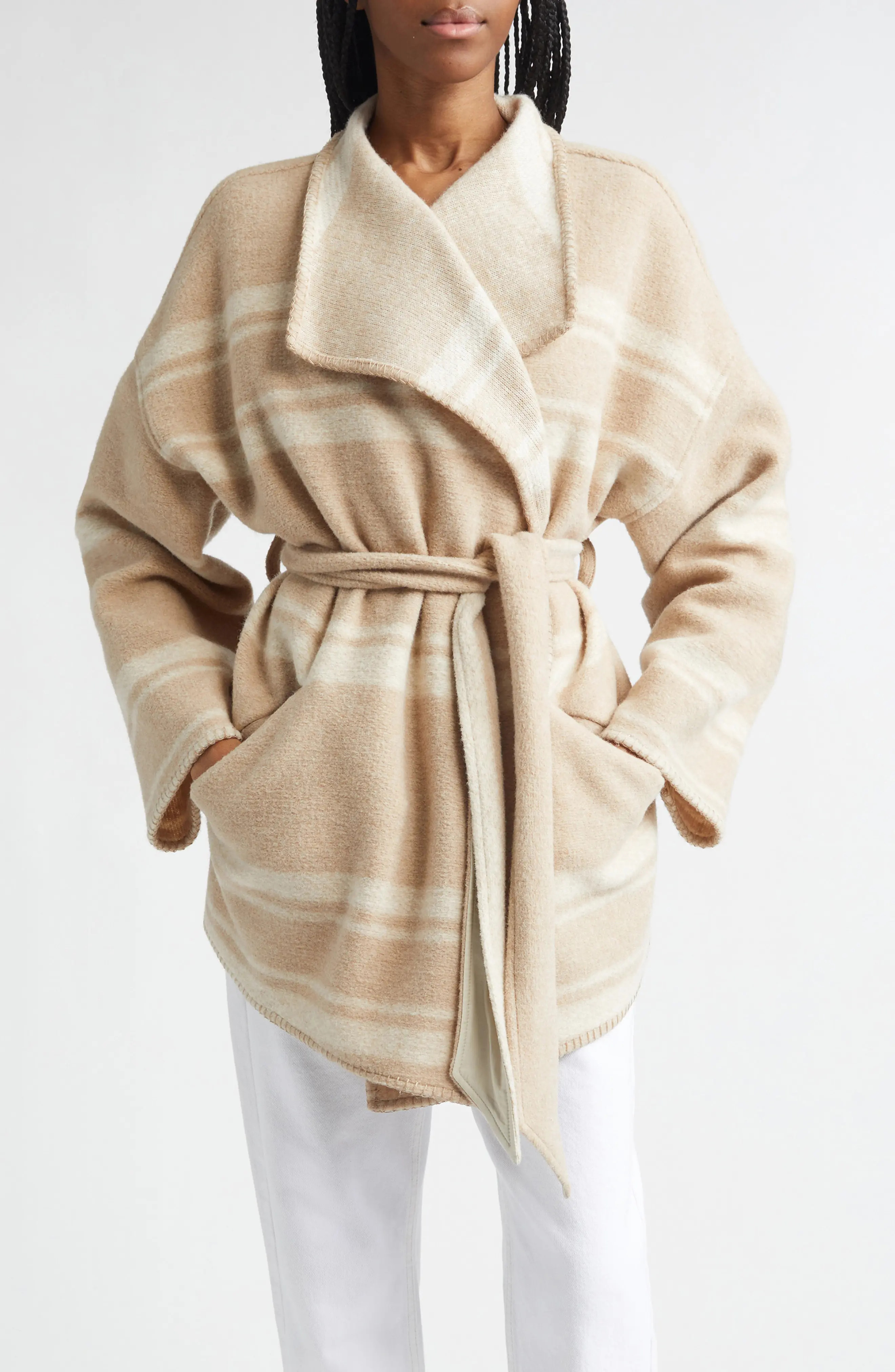 Isabel Marant Étoile Brea Virgin Wool Blend Topper in Sand at Nordstrom, Size 34 | Nordstrom