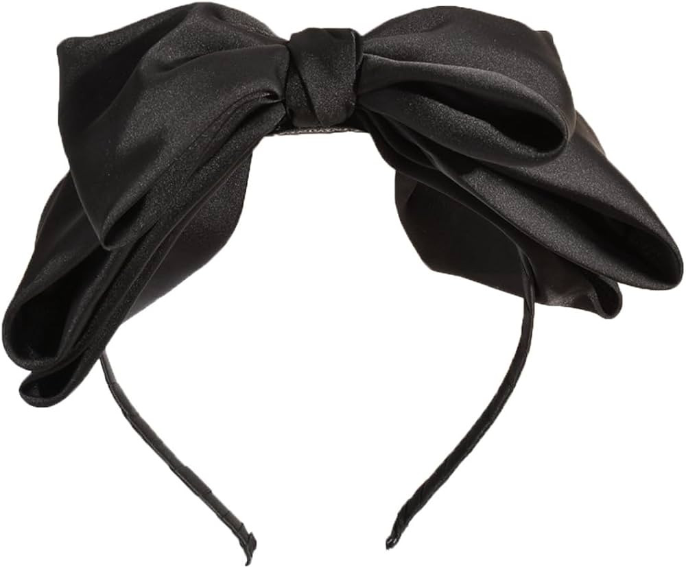 AIUPUOC French Black Hair Bow Headband for Girls Black Knot Bow Headbands for Thick Hair for Wome... | Amazon (US)