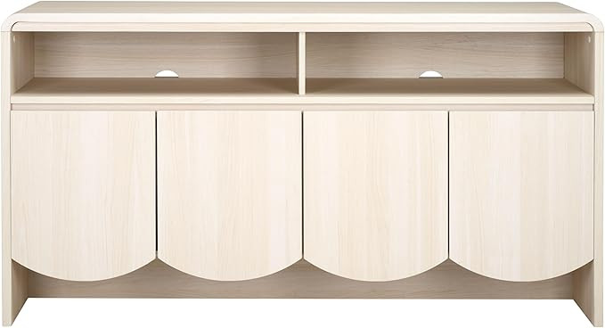 SAFAVIEH Narine TV Stand for up to 65" Flatscreen – Bleached White, 4 Doors with Interior Stora... | Amazon (US)