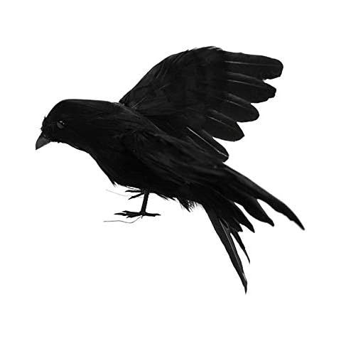 LWINGFLYER 5.9" Black Feathered Crows Realistic Raven Handmade Artificial Birds Halloween Prop De... | Amazon (US)