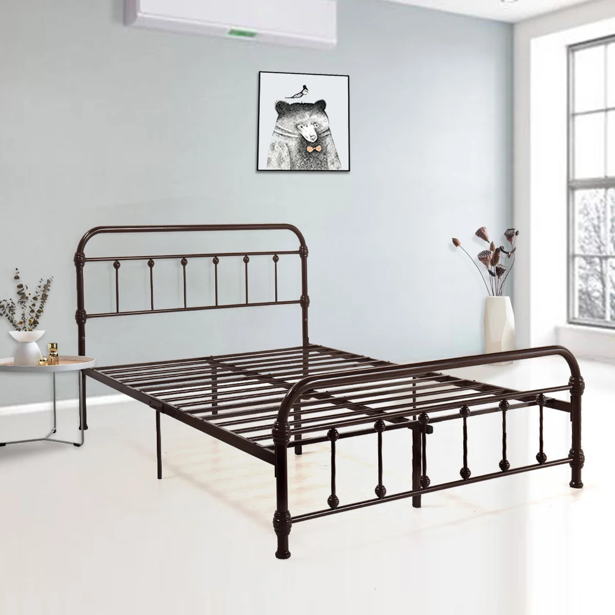 Jaxpety Metal Bed Frame Platform Metal Support Headboard Footboard, Multiple Sizes and Colors | Walmart (US)