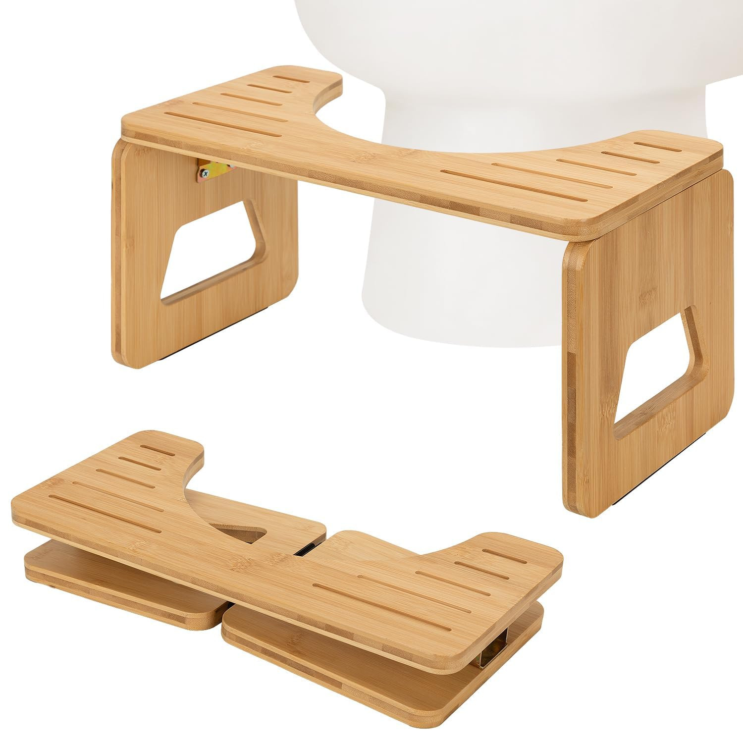 Toilet Stool Squat Adult and Kids - 8 Inches Foldable Poop Stool for Bathroom Bamboo Flip Potty S... | Amazon (US)