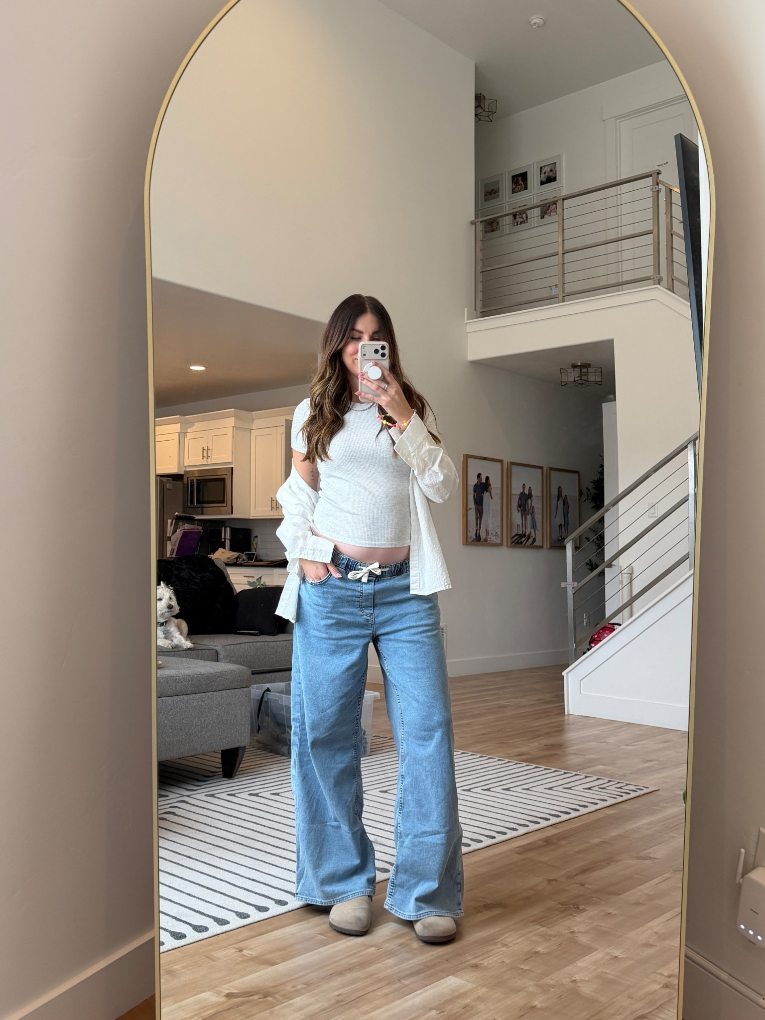 Second trimester outfit 
I’m wearing my regular size but in regular inseam (I’m 5’9). 

#LTKMidsize #LTKmomlife #LTKBump