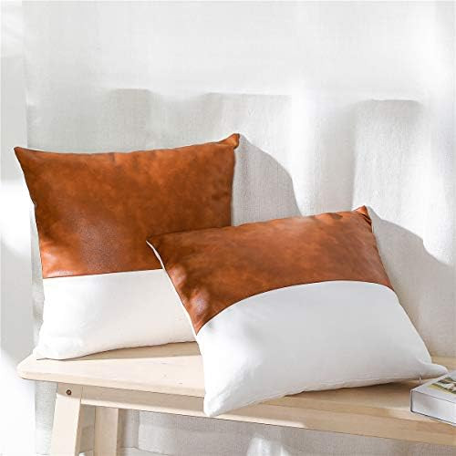 Leather Throw Pillow Covers, Set of 2 | Amazon (US)