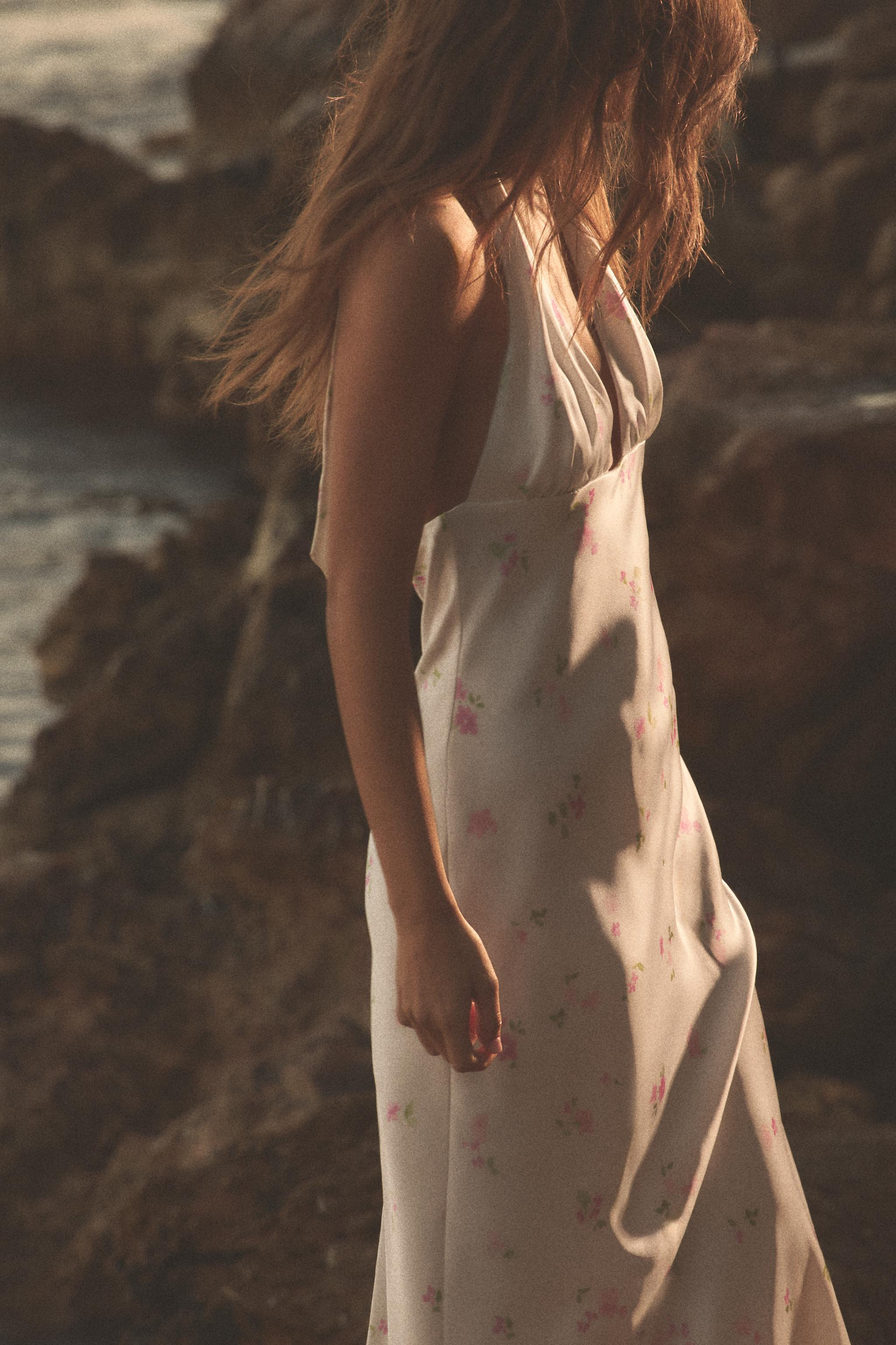 FLORAL SATIN EFFECT MIDI DRESS | Zara US