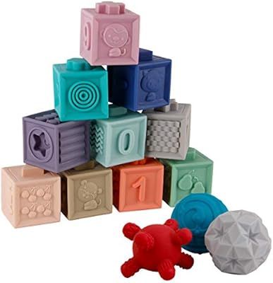 BOBXIN 15PCS Baby Blocks Toys Soft Building Blocks Sensory Ball Set teethers for Babies Bath Toys... | Amazon (US)