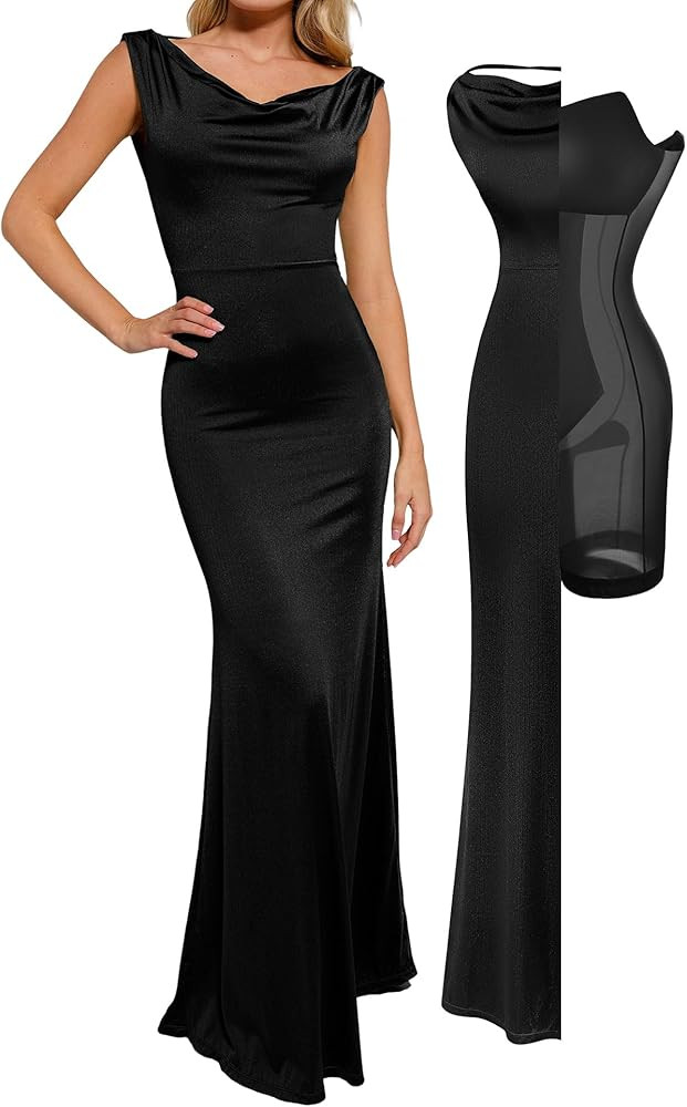 Popilush Women's Elegant Maxi Dress - Sleeveless Formal Cocktail Party Shapewear Dresses with Bui... | Amazon (US)