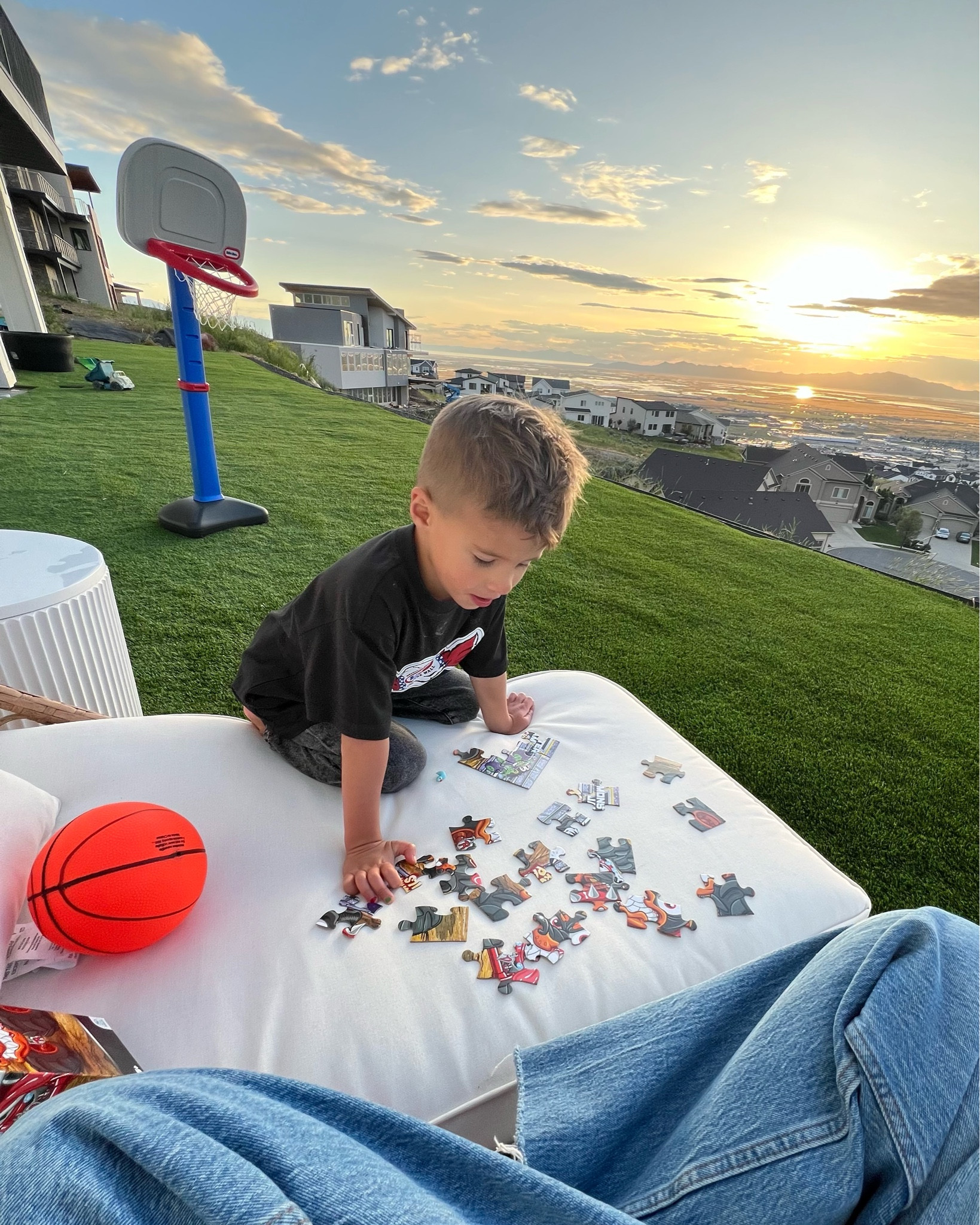 Summer nights in the backyard ✨ this comfy outdoor daybed has been the perfect spot to cuddle up with the fam in the backyard. Ollie is obsessed with this basketball hoop!

Backyard furniture, patio furniture, Walmart, summer bbq, boys gift idea, boys birthday gift, little boy gift, patio daybed, neutral outdoor furniture, kids basketball hoop, kids bounce slide, kids water slide, kids backyard activity, Christine Andrew 

#LTKSeasonal #LTKFamily #LTKKids