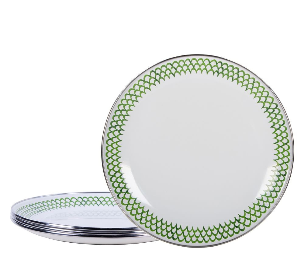 Golden Rabbit Green Scallop Enamel Salad Plates, Set of 4 | Pottery Barn (US)