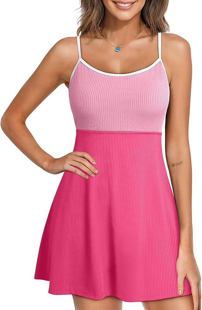 Aleumdr Women’s Ribbed One Piece Swimsuits Modest Swim Dress Tummy Control Adjustable Straps Ba... | Amazon (US)